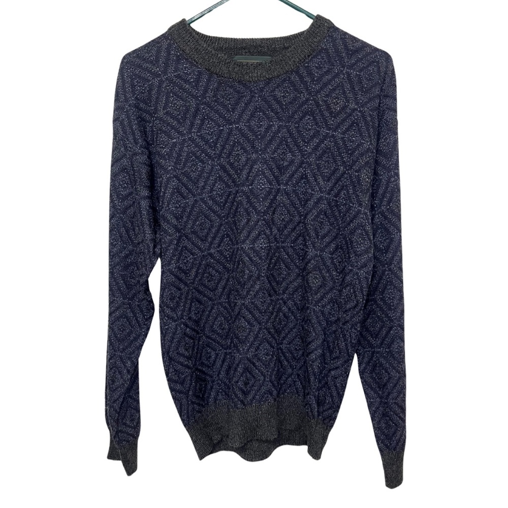 Men's Crewneck Sweater in Navy Diamond Knit